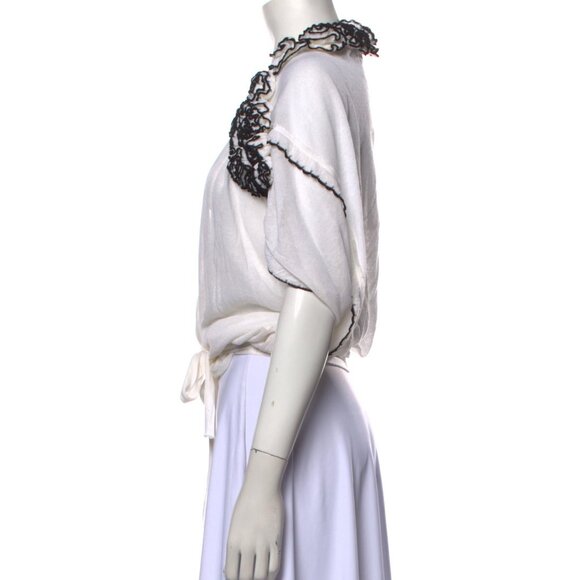 Class Roberto Cavalli White Sheer Embroidered Floral Cardigan Italy size 46 - Picture 2 of 7
